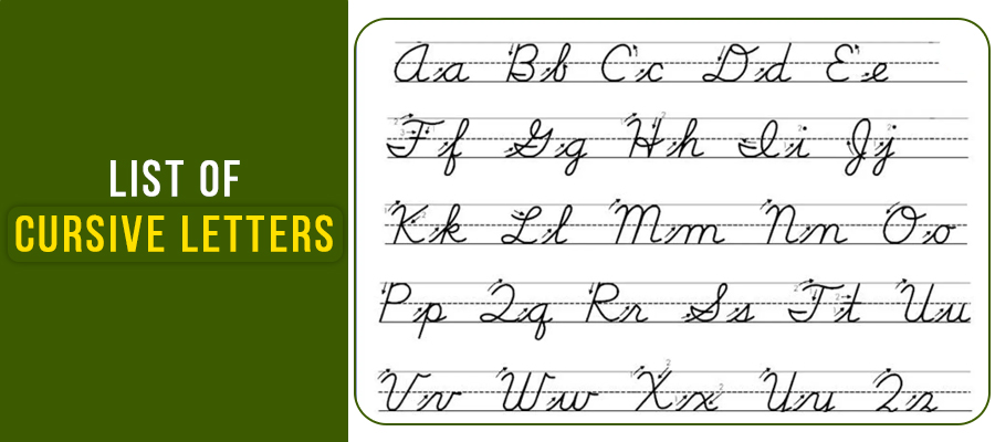list of cursive letters