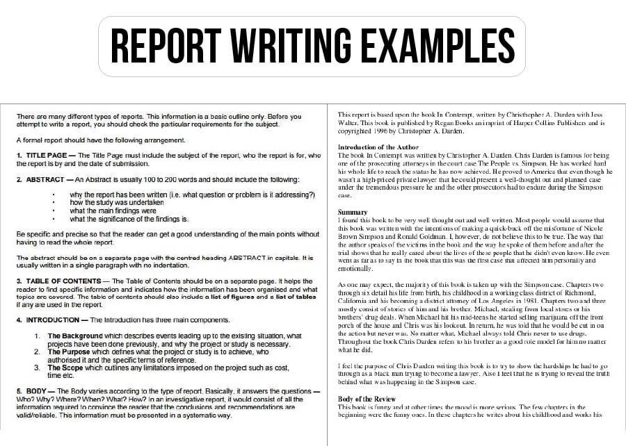 Report Writing Examples